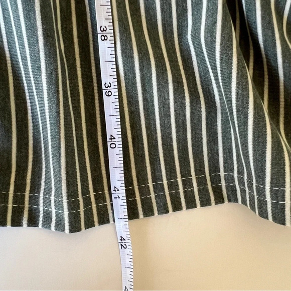 Merokeety Olive Green Striped T-Shirt Dress Women’s L Large Soft Stretchy Casual - Picture 8 of 9